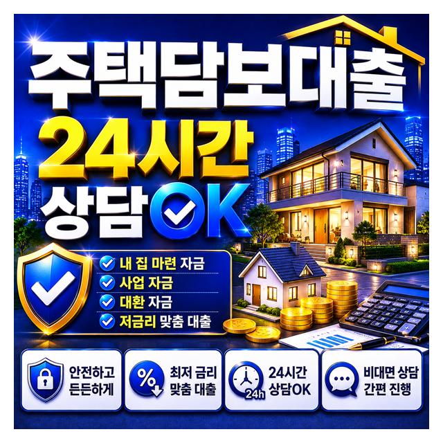 아파트추가담보대출 안전하고 든든하게 24시간 상담OK